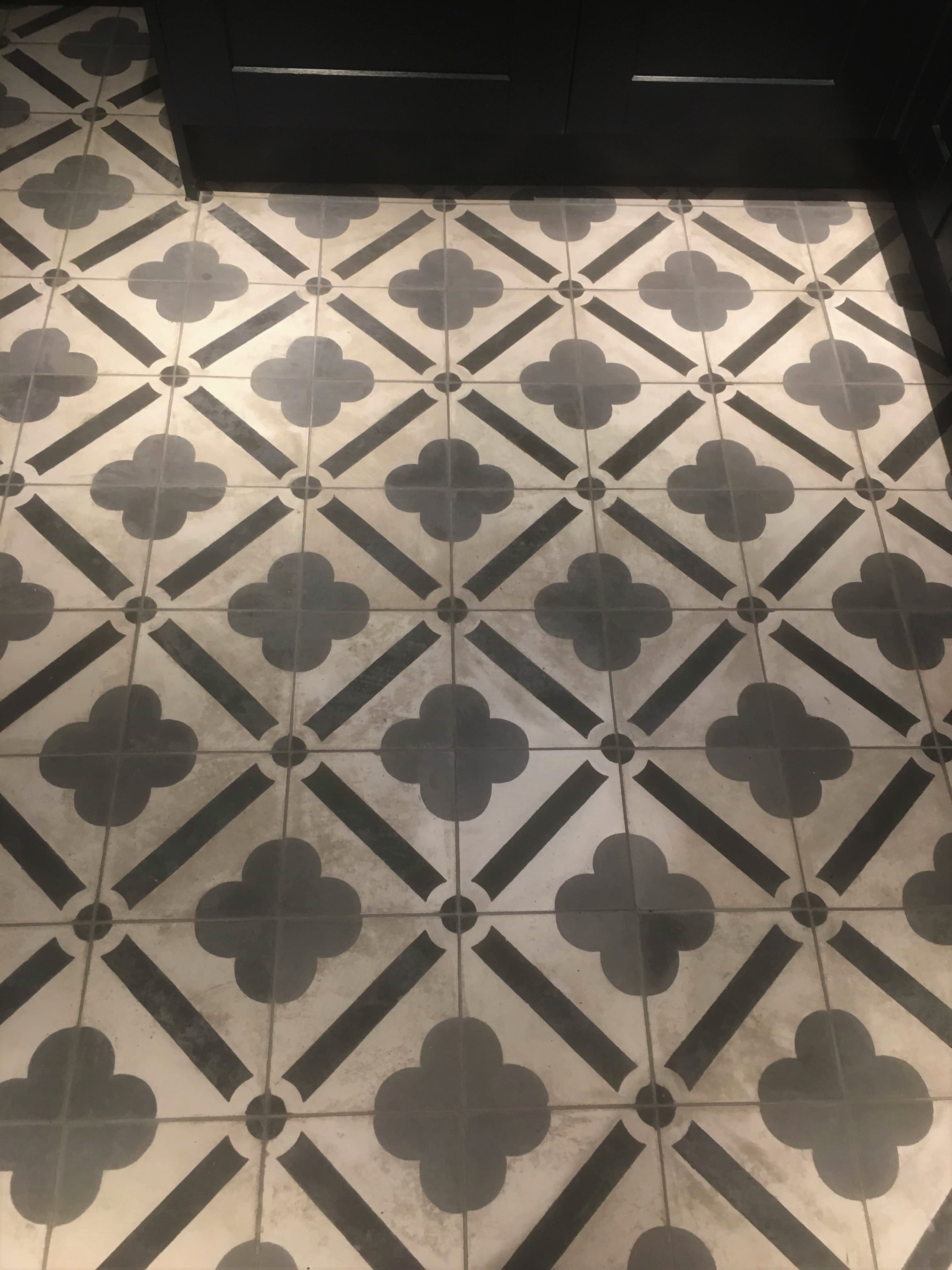 Encaustic Cement Tiles Before Cleaning in Chipping Norton