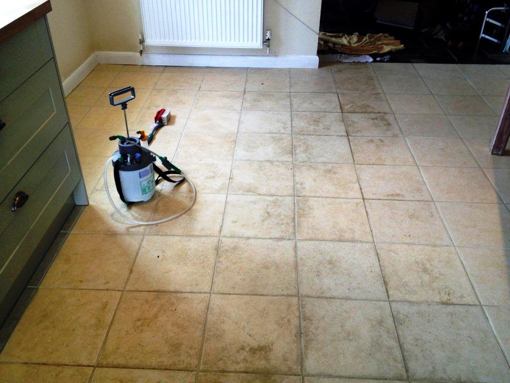 Tarmac Stains on Ceramic Tile in Long Hanborough Before