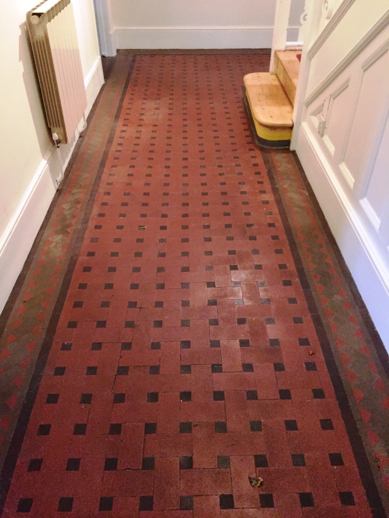 Victorian Tiled Hallway Oxford Before Cleaning