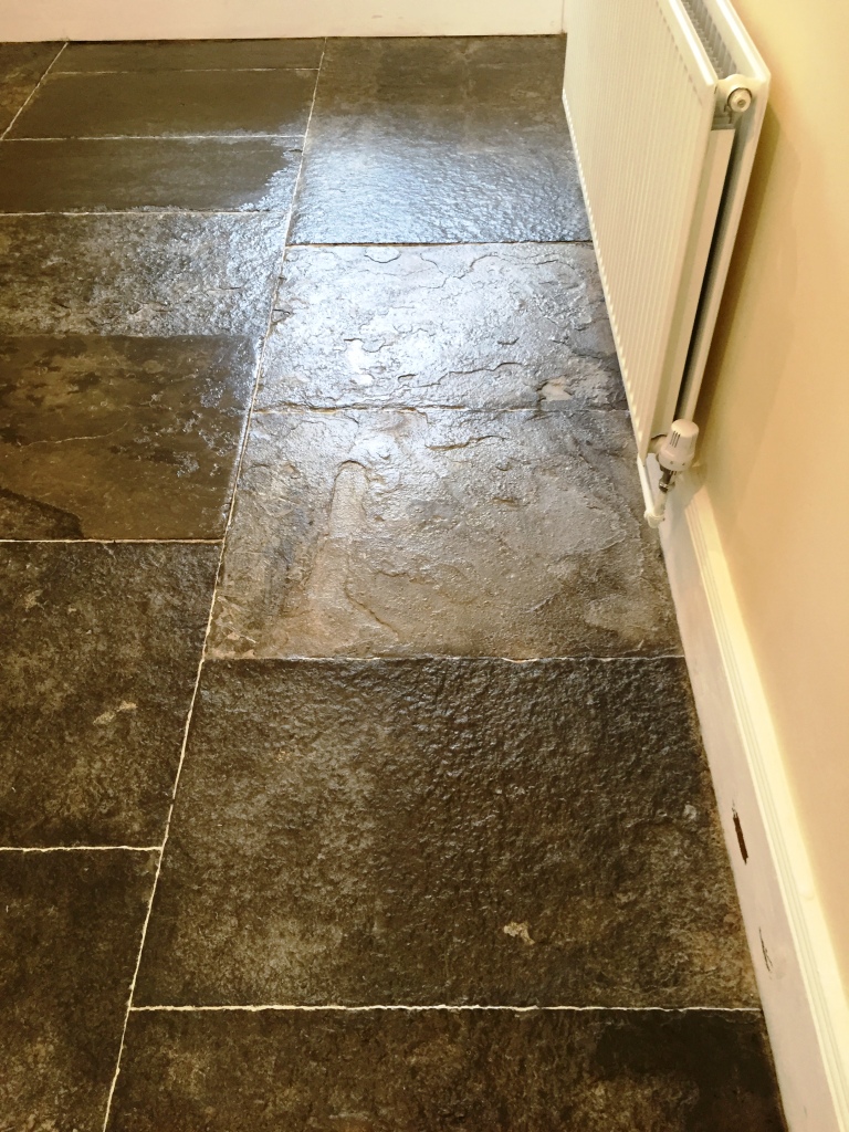 Old Slate Flagstone floor after cleaning Banbury