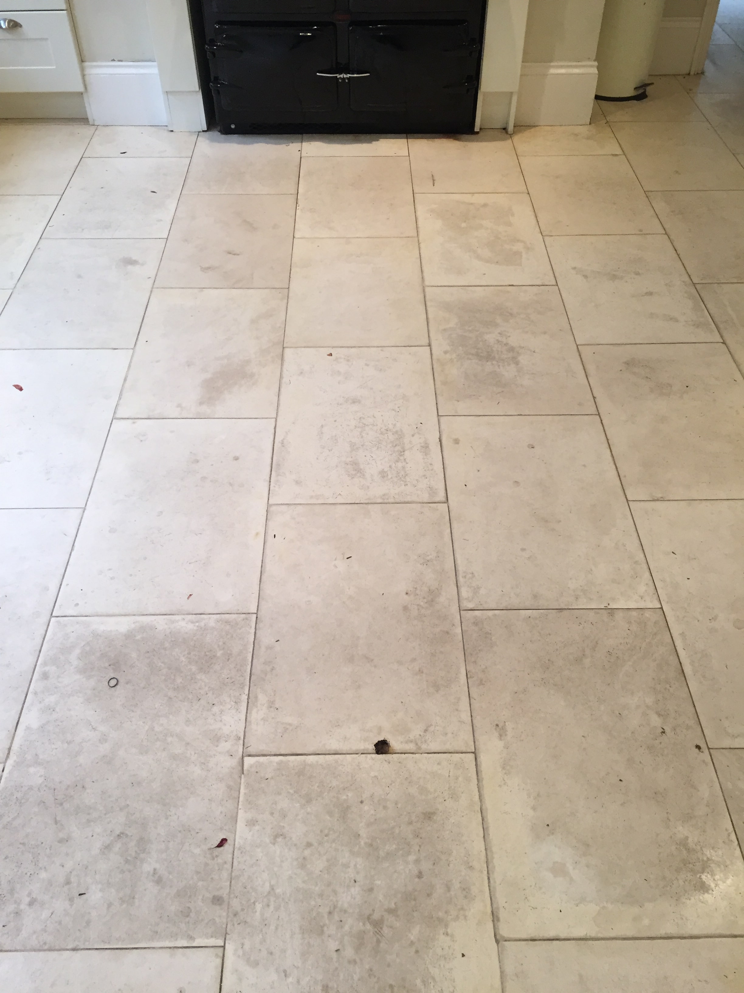 White Limestone Floor Wallingford Before Cleaning