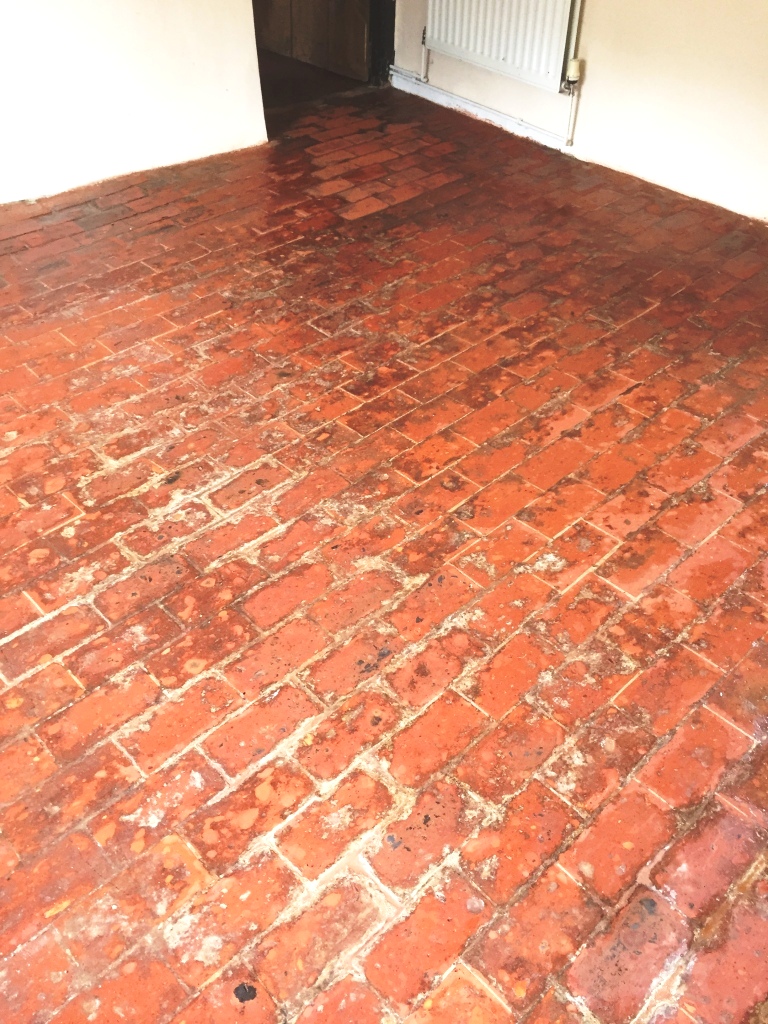 100 Year Old Brick Floor After Cleaning