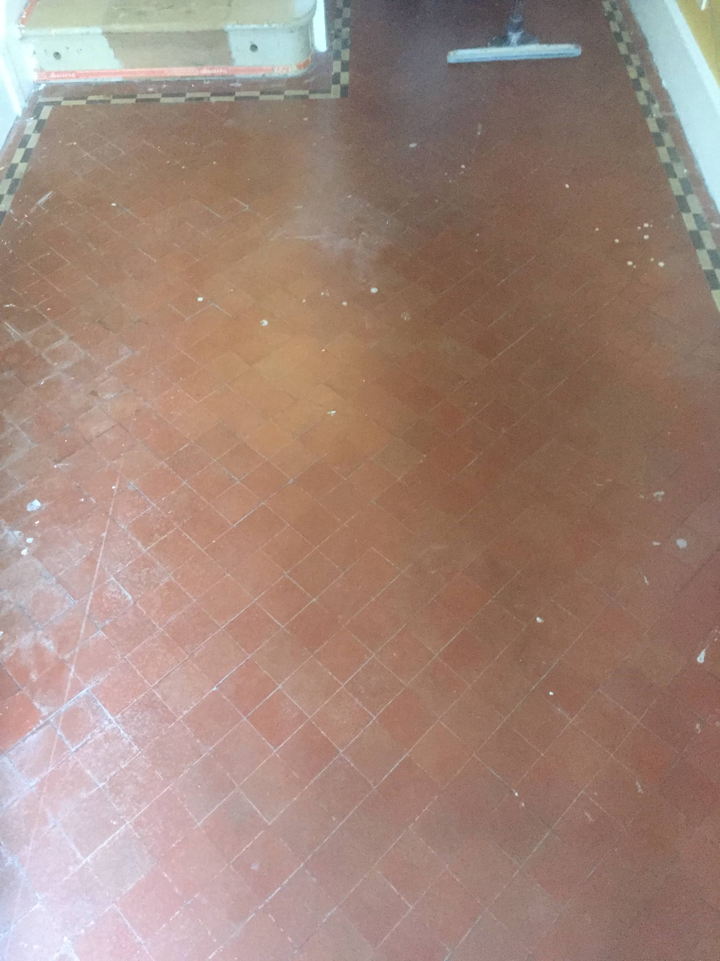 Quarry tiled Hallway floor before renovation in Didcot