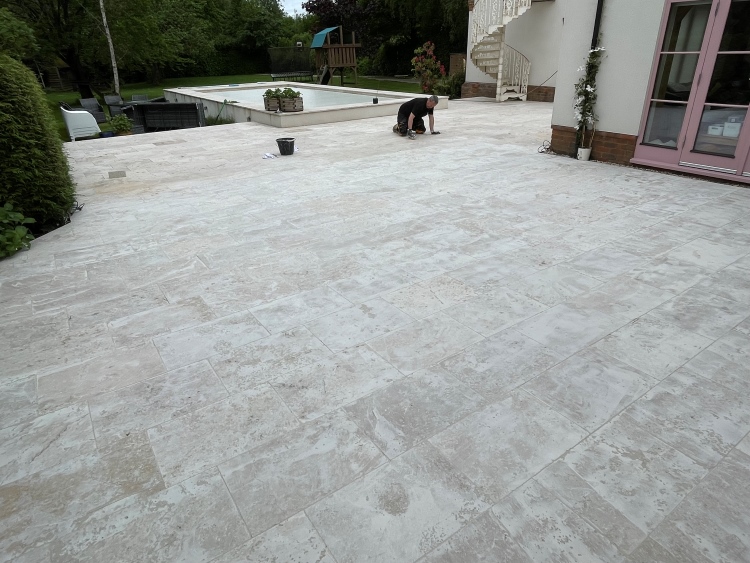 Travertine Patio During Renovation Henley-on-Thames