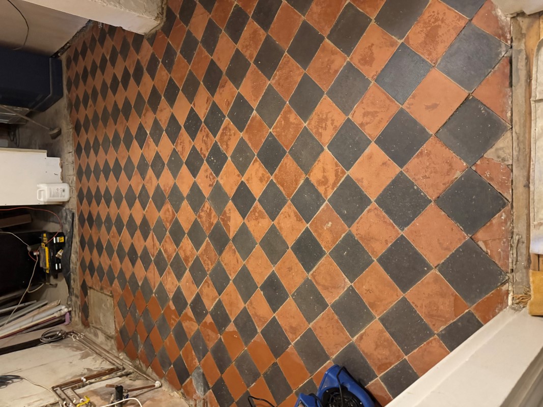 Quarry Tiled Floor During Restoration Wallingford